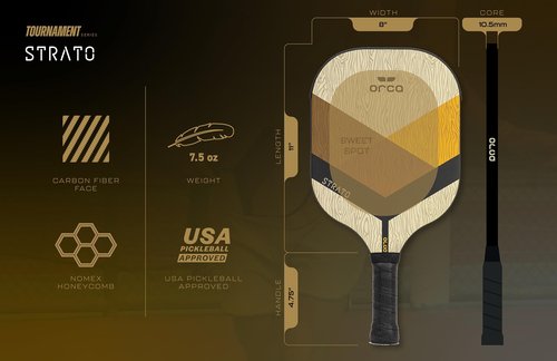 Orca Paddle Co. Strato Pickleball Paddle Set with Padded Carry Bag - Lightweight, Fiberglass Racket with Nomex Honeycomb Core, Anti-Slip Grip for Adults - Premium Pickle-Ball Equipment