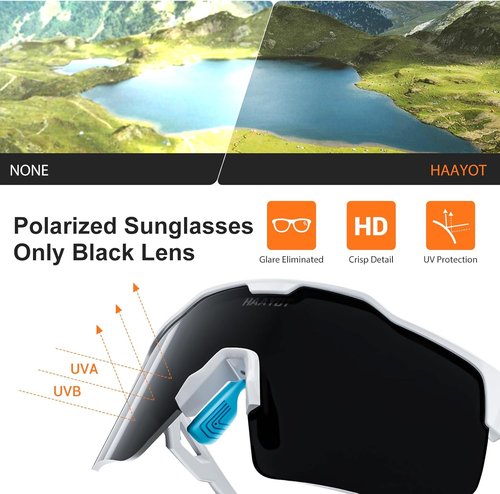 HAAYOT Polarized Sports Sunglasses - Versatile 5 Lenses for Men, Women & Youth | Ideal for Baseball, Cycling & Running