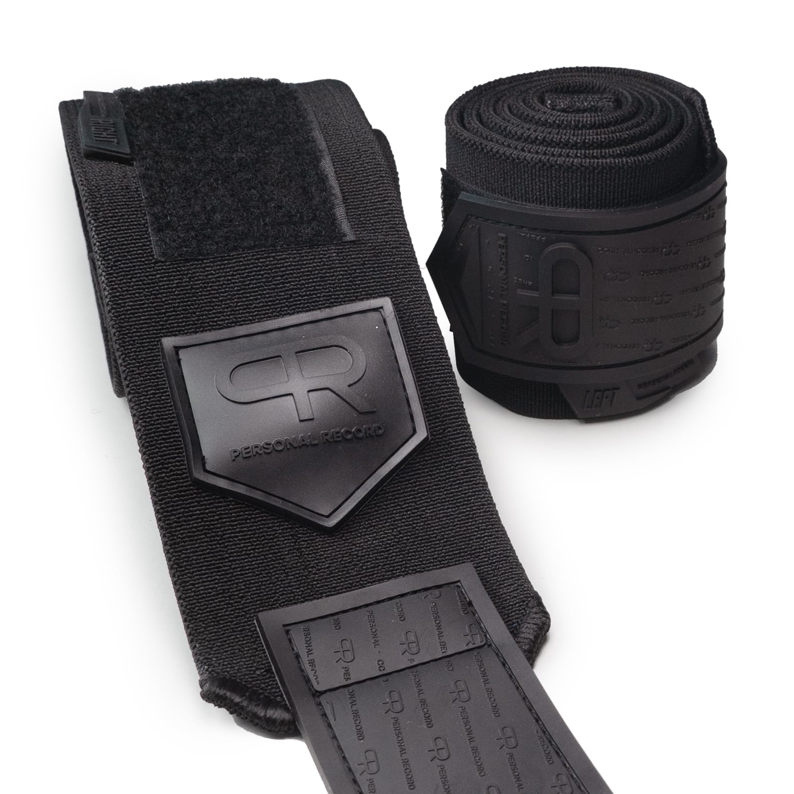 PR Personal Record Elbow Wraps for Weightlifting - Heavy Duty Construction, 25% More Elasticity, Reinforced Stitching, Extra Wide Fastener, Easy to Adjust, All Black