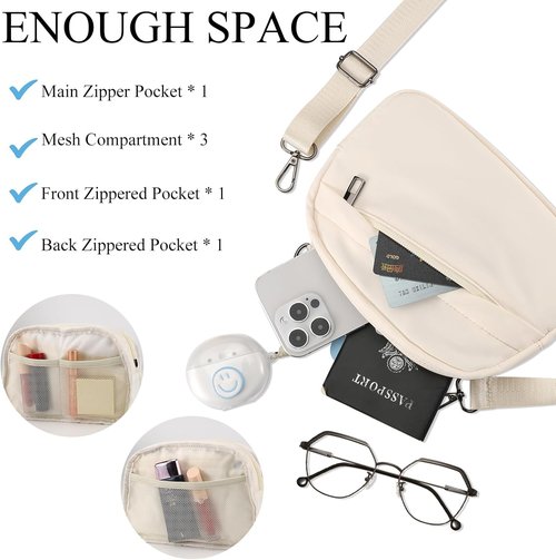 GOEWY Small Crossbody Bag - Stylish Fanny Pack with Adjustable Strap for Travel & Everyday Use
