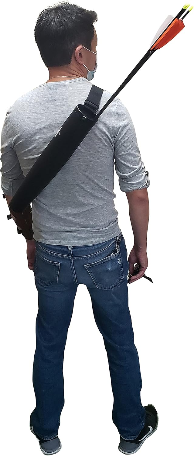 SAS Leather Tube 17" Hip Quiver Arrow Holder - Durable Design with Belt Clip for Archery