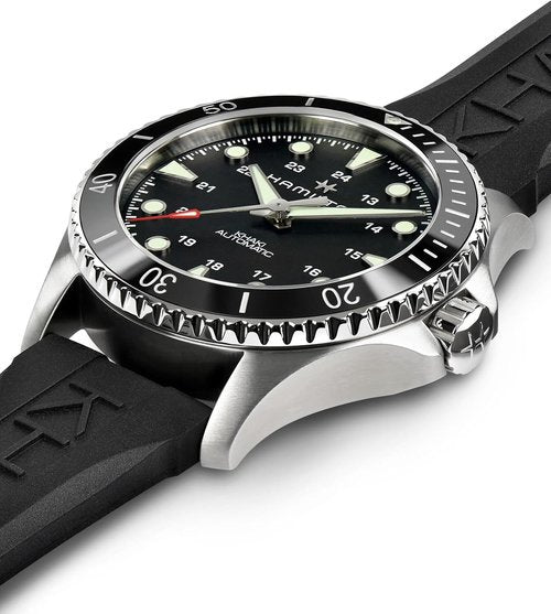 Hamilton Khaki Navy Automatic Men's Watch - 43mm Swiss Made, Black Dial, 300m Waterproof, Rubber Strap