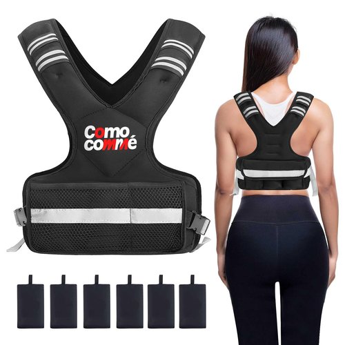 Adjustable Weighted Vest for Men Women, 4-10lb/12-18lb/20-32lb Vest with 6 Ironsand Weights and Large Pocket, Adjustable Body Weight Vest Exercise Set for Running, Walking