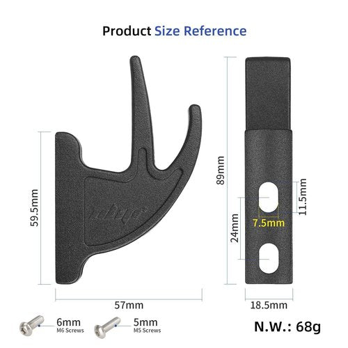 Lesetrker E-Scooter Metal Front Hooks,Head Hooks for Ninebot Scooters with Screws and Tool/Front Hook for Folding Parts of E-Scooters (Double Hooks Black)