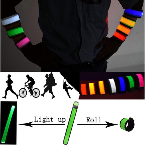 AMNQUERXUS LED Glow Slap Bracelet, Light Up Wristband 6 Pack High Visibility Safety Band for Cycling Walking Running Concert Camping Outdoor Sports-Fits Women, Men (White - (6 Pack) - New Packaging)
