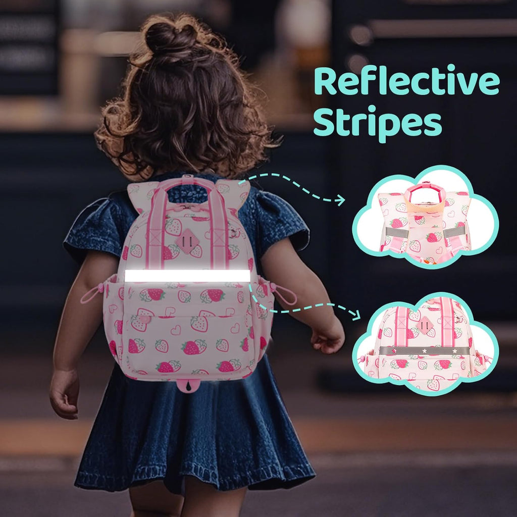 Skiennix Toddler Backpack - Cute Strawberry Design for Girls 2-4 | Mini Diaper Bag for Daycare & Travel