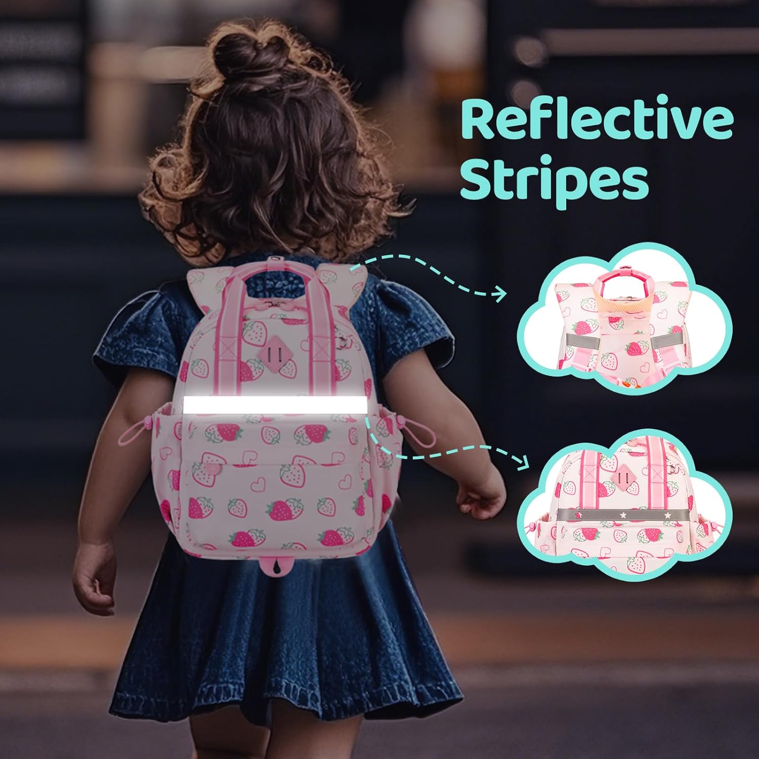 Skiennix Toddler Backpack - Cute Strawberry Design for Girls 2-4 | Mini Diaper Bag for Daycare & Travel