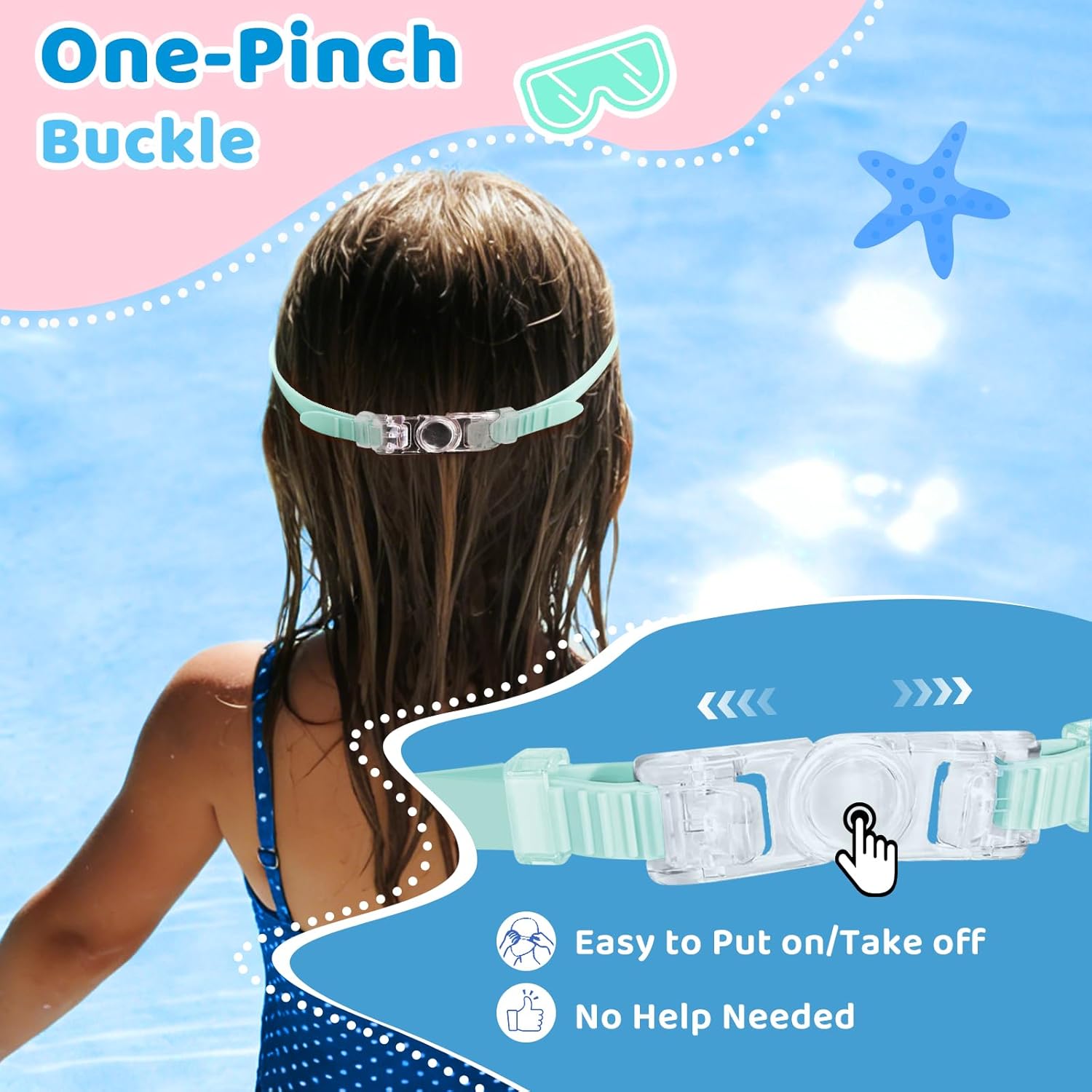 Vvinca Kids Swim Goggles - Anti-Fog UV Protection with Nose Cover | 2 Pack for Ages 3-14