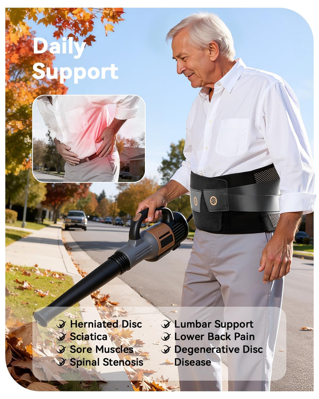 Ultra Breathable Back Brace - Medical Grade Copper Infused Lumbar Support for Pain Relief | Adjustable for Sciatica & Herniated Disc (Large)