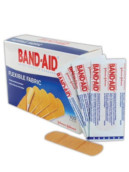Johnson & Johnson Band-Aid Woven Adhesive Bandages - 1" x 3", Tan | Box of 100