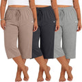 Neer Women's Plus Size Capris - Wide Leg Casual Drawstring Pants with Pockets | 3 Pack