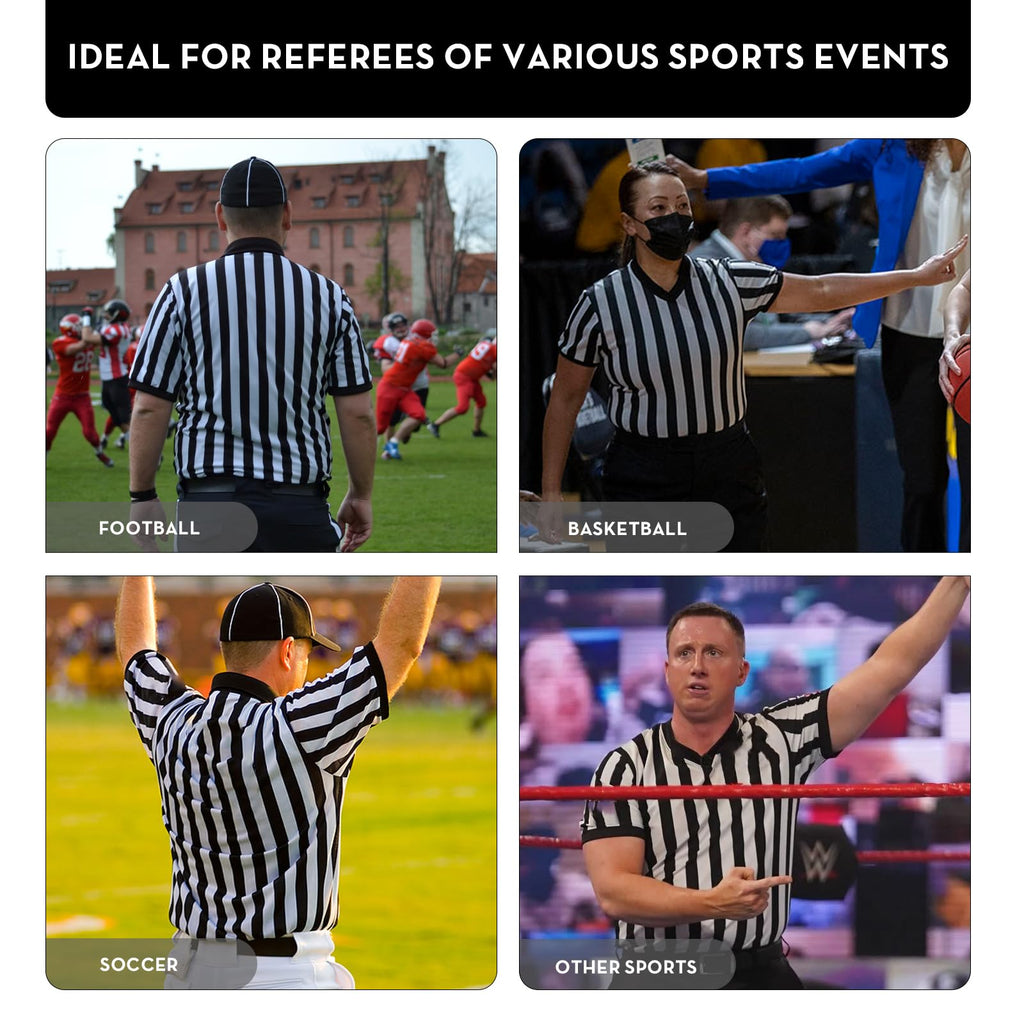 VKT Referee Shirt V-Neck Official Ref Costume Umpire Jersey for Womens and Mens Basketball Football Halloween Uniform XL
