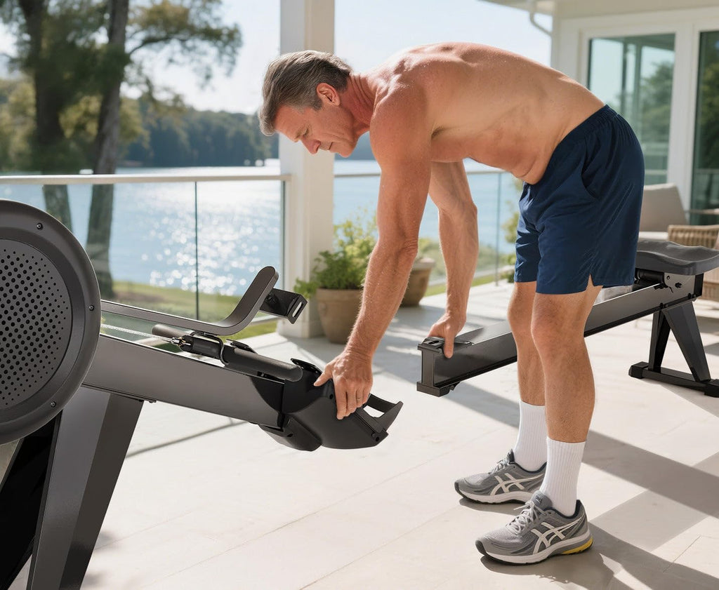 YOSUDA R2 Rowing Machine - Adjustable Air Resistance Rower with Self-Powered Monitor | Ergonomic Design, 53.7'' Rail