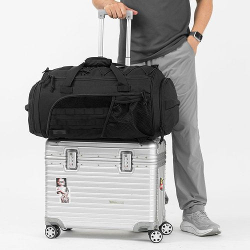 Military Duffle Backpack by Gym Bag - Heavy Duty Travel Weekender with Shoe Compartment & 60L Capacity