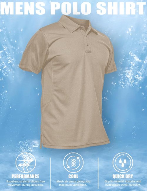 MAGCOMSEN Men's Quick Dry Tactical Polo Shirt - Performance Short Sleeve Golf Jersey, Comfortable Fit