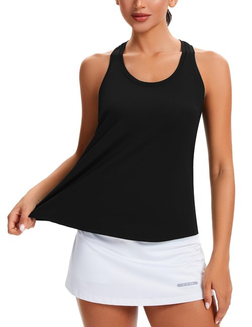 MathCat Women's Workout Tank Tops Racerback Sleeveless Tops Loose Fit Yoga Shirts Athletic Running Tank Top for Women Black