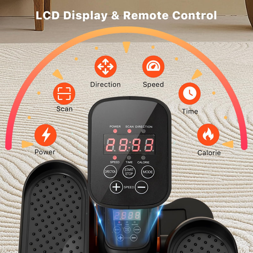 Under Desk Elliptical Machine,Electric Ellipse Leg Exerciser as See on TV with Remote Control,12 Level Speeds Seated Pedal Exerciser for Seniors Adults, Manual & Auto Mode(Orange)