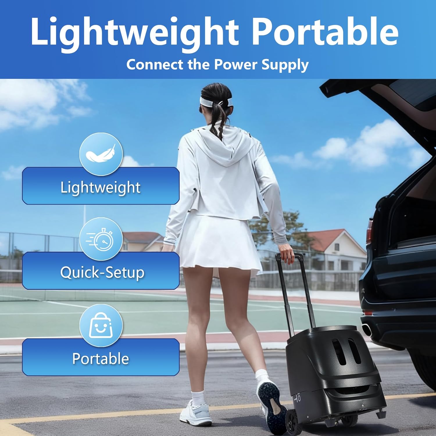 PP-Smart Pro Pickleball Machine - Portable 100+ Ball Launcher with App & Remote, 10 Modes, 20-70 mph
