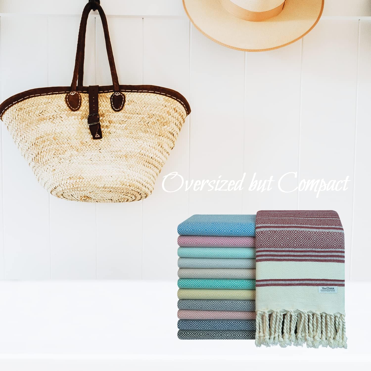Your Choice Turkish Beach Towel - 100% Cotton, Sand-Free, Quick-Dry, Oversized 71x41 in Red