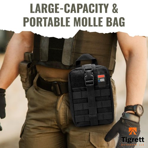 Ham Radio Go Bag with Tear-Away Hook and Loop Back - Molle Compatible, Multi-Pocket Design for Radios, Cables, and Gear - Great for Radio Bugout Bag and Survival Kit