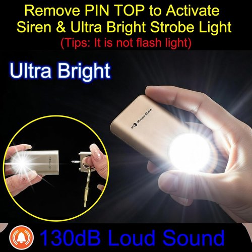 130dB Personal Safety Alarm | Ultra Bright Strobe Light & Loud Keychain Siren for Women & Night Runners - Black