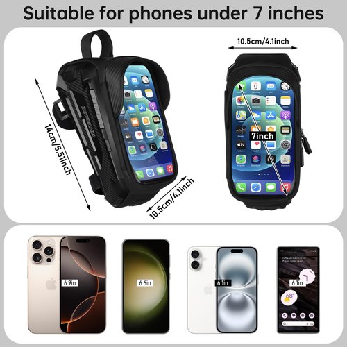 Zyxformis Bike Bag, Bike Accessories with Sun-Visor, Waterproof Bike Phone Holder with TPU Sensitive Touch Screen, Bicycle Top Tube Front Frame Bag Handlebar Bag with Rain Cover