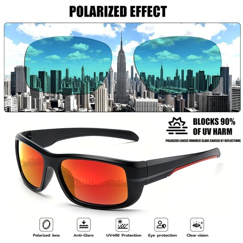 SQOQS 3Pack Polarized Sports Sunglasses for Men, Wrap Around Frame UV400 Goggles Sun Glasses for Cycling Fishing Driving
