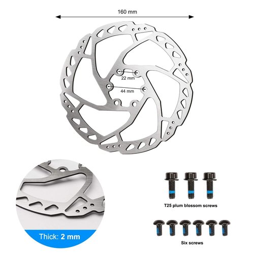 RUJOI Bike Disc Brake Kit, Aluminum Front and Rear Caliper, 160mm Rotor, Mechanic Tool-Free Pad Adjuster for Road Bike, Mountain Bike White (2 Sets)