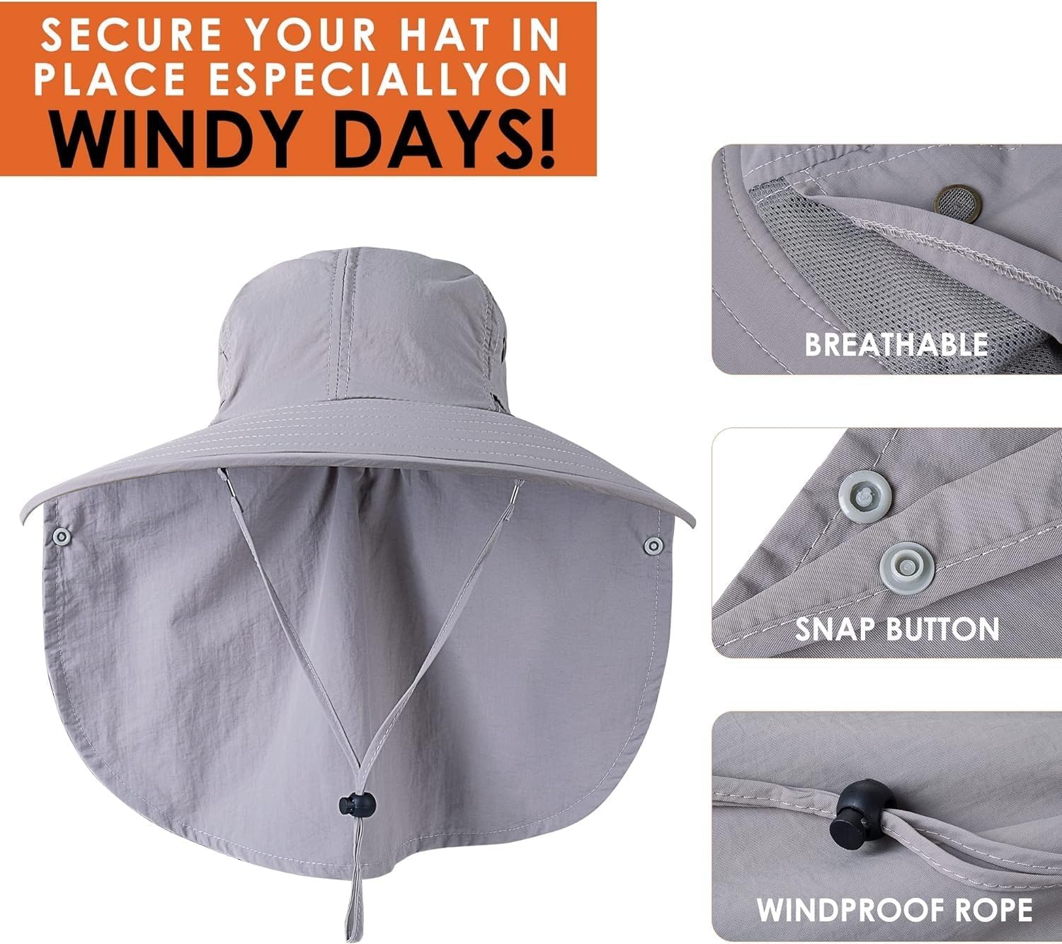 Skiennix Fishing Hat - UPF 50+ Wide Brim Sun Protection with Face Cover & Neck Flap