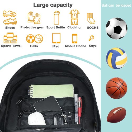 DAFISKY Soccer Backpack - Water Resistant Design with Ball Holder & Shoe Compartment | Ideal for Football, Basketball, Volleyball