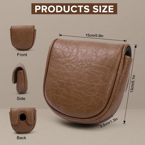 Golf Mallet Putter Cover Headcover, Magnetic Closure Premium Leather Birdie Golf Head Covers Fits Golf DF3 Putter - USA Mallet Putter Headcover (Brown)