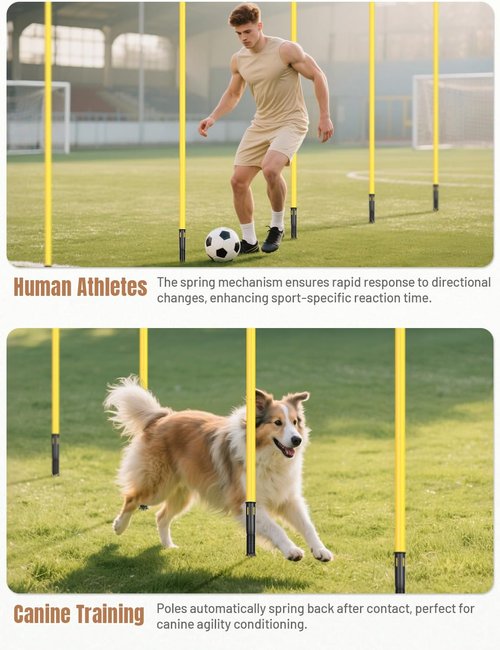 GHB Agility Poles 6 Pack 6ft Sports Soccer Training Poles,Detachable Speed Training Equipment Football Accessories