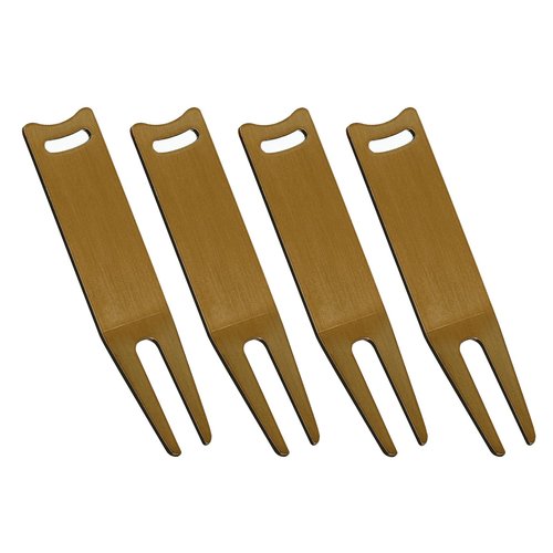 PATIKIL Metal Bending Golf Divot Repair Tool, 4 Pcs Metal Golf Fork Accessory Curved Spit for Golf Golfer Men Women Repairing, Brass