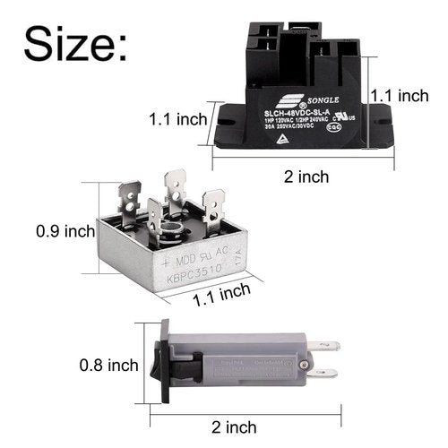 10L0L Relay, Rectifier, Circuit Breaker Charger Repair Kit for Club Car 48V Powerdrive 1 & 2 Charger, OEM CCX8506 102273501 101828601