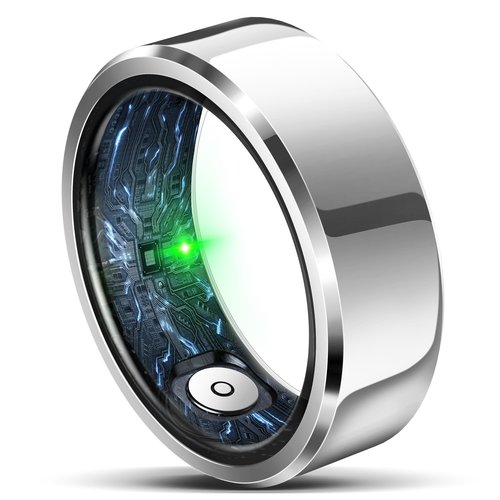 RIFESI Smart Ring for Women Men,Fashion Modern Minimalist Fitness Ring & Sleep Tracker Ring with Heart Rate,Blood Pressure,Waterproof Health Ring,No Subscription,Gifts for Women (Size 11,Silver)