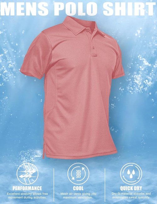 MAGCOMSEN Men's Quick-Dry Performance Polo Shirt - Short Sleeve Tactical Golf Jersey