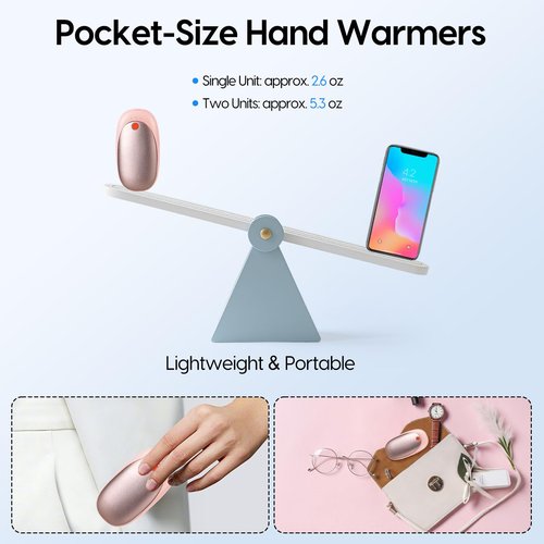Gosalisu Hand Warmers Rechargeable, AI Electric handwarmers 2 Pack, 6000mAh Portable Heater Reusable, Stocking Stuffers Valentines Gifts for Women Wife Raynauds, Golf, Hunting, Camping, Indoor Outdoor