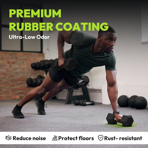 HANDBODE Hex Dumbbell Set - Rubber Encased 45-400 lb Weights | Non-Slip Handle for Secure Grip
