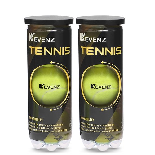KEVENZ 6-Pack Pressurized Tennis Ball, 2 Cans with Seal Design,Advanced All Courts Balls,Highly Elasticity, More Durable, Good for Beginner Training Ball