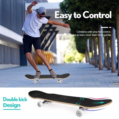 Hamish Brewer, Relentless Skateboard, 31 Inch Complete with Grip Tape, Skateboard Wheels, 7 Layer Maple Skateboard Deck, Concave, Double Kick - Suitable for Kids, Teens, Adults