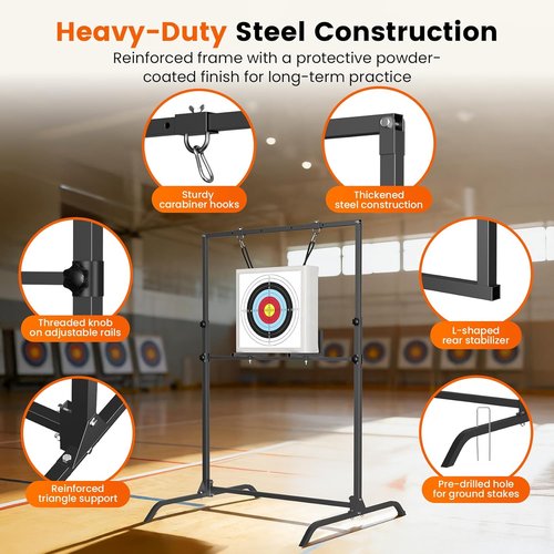 JY PERFORMANCE Archery Target Stand - Adjustable for 30-Inch Bag & Foam Targets | Indoor & Outdoor Use