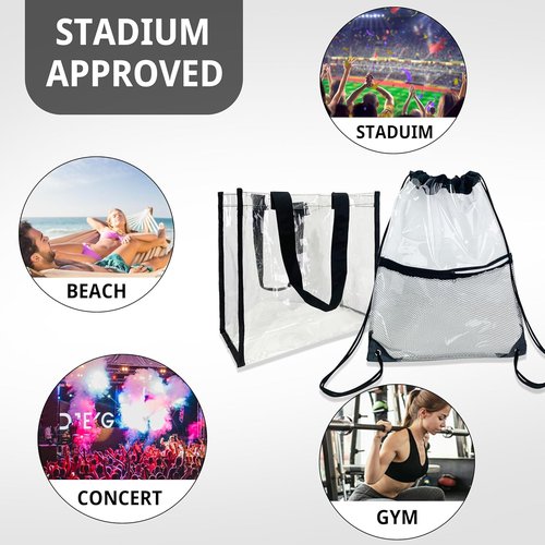 Clear Drawstring Bags by [Brand Name] | Stadium Approved Transparent Tote Bags - 2 Pack for Concerts & Events