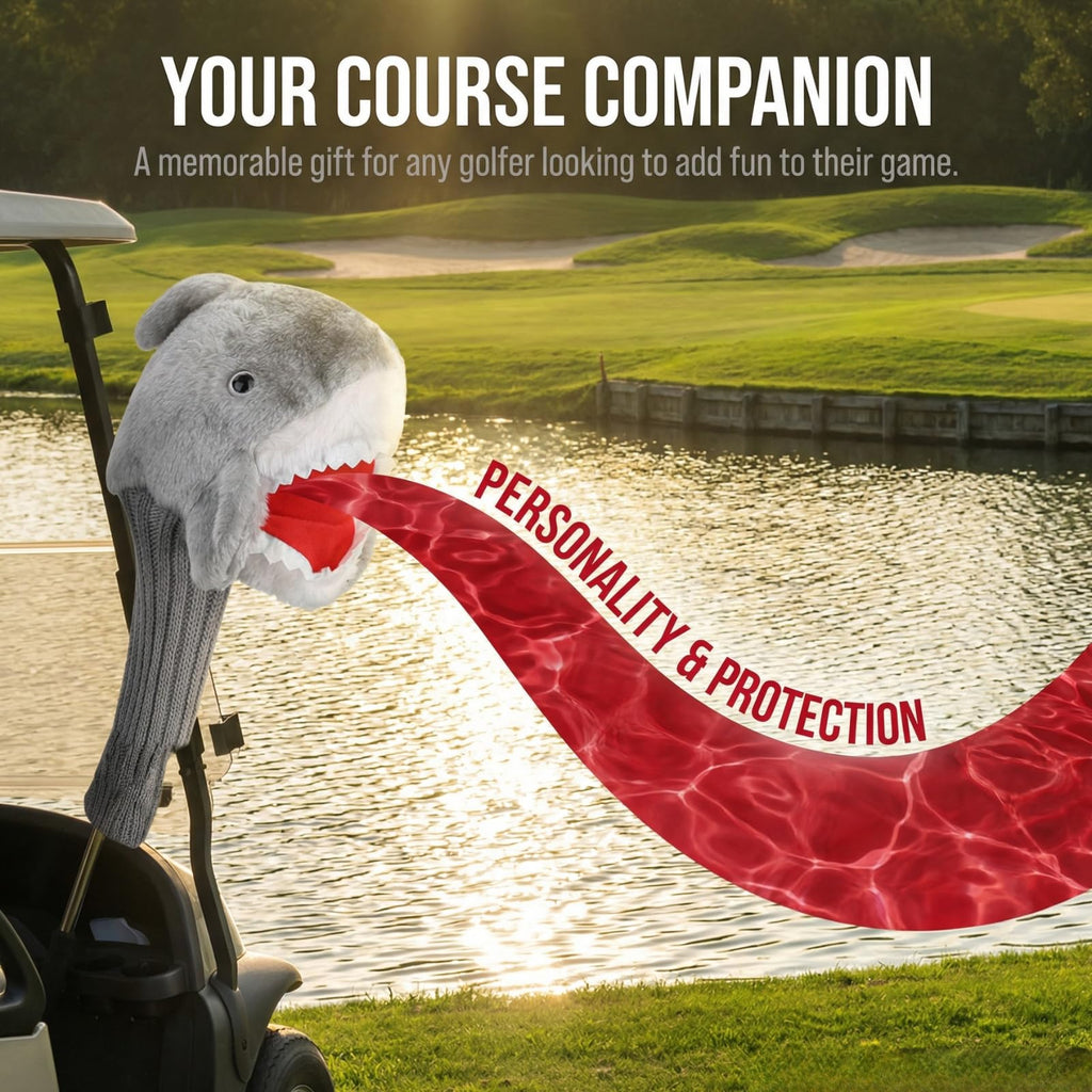 Yosoo Golf Club Cover Shark Animal Golf Club Cover, Plush Cloth Golf Headcover for Brand 3 and 5 Wood Driver, Wear Resistance Cute Shark Head Golf Club Cover 14.6 * 7.1 * 4.3in
