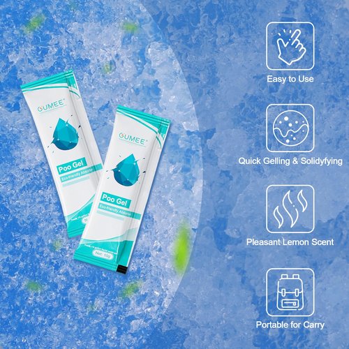 Lemon Portable Toilet Gel, Poo Gel for Potty, Camping Toilet Powder for Bucket, Eco Absorbent Gelling, Portable Urine Packets for Outdoor Recreation Supplies(50)