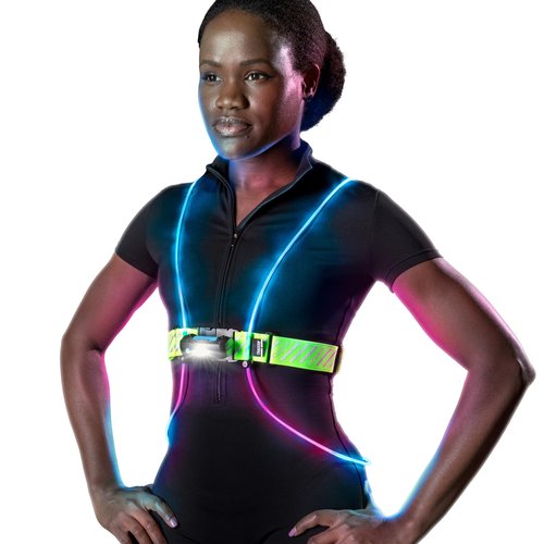 noxgear Tracer2 Multicolor Light Up and Reflective Running Vest with 500 Lumen Chest Light | Adjustable Fit, Rechargeable, Waterproof | Running Lights for Runners and Walkers |(Size: Small)