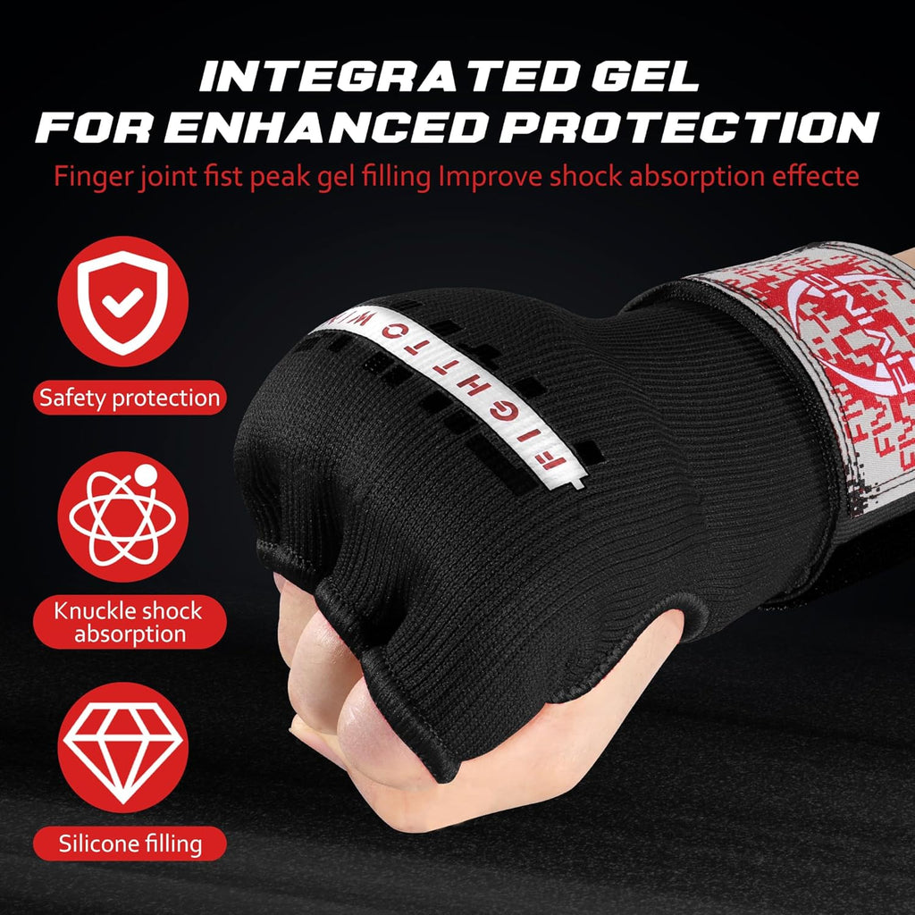 Skiennix Gel Padded Inner Gloves - Quick Elastic Hand Wraps for Boxing & MMA | Unisex Knuckle Protection