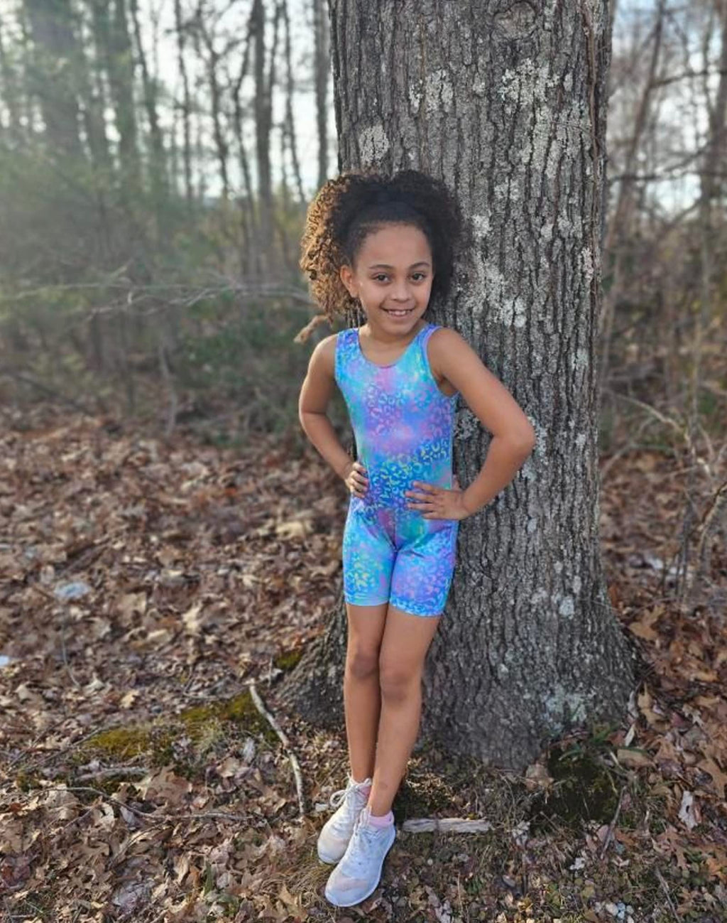 Domusgo Toddler Girls Gymnastics Leotards Size 1t 2t Shiny Green Purple Leopard Sleeveless Biketard with Shorts