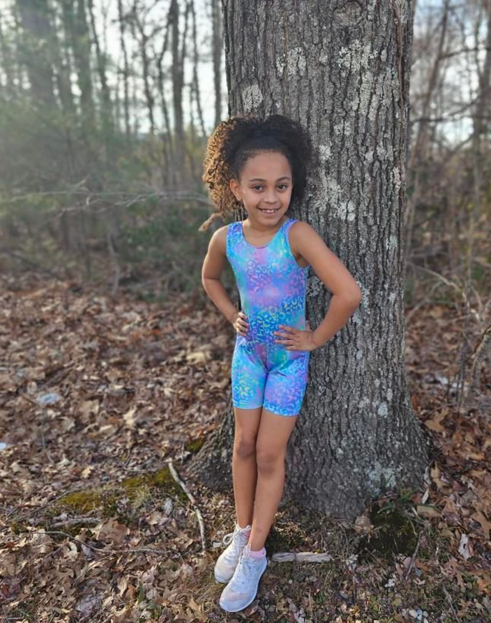 Domusgo Toddler Girls Gymnastics Leotards Size 1t 2t Shiny Green Purple Leopard Sleeveless Biketard with Shorts