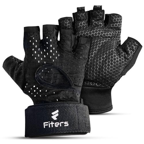 Fiters Workout Gloves with Lifting Straps (Medium)