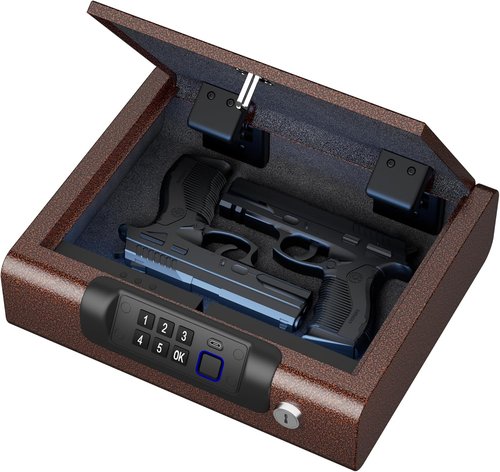 BILLCONCH Biometric Gun Safe - 3-Way Unlock with Fingerprint, Digital PIN & Key - Antique Bronze Finish